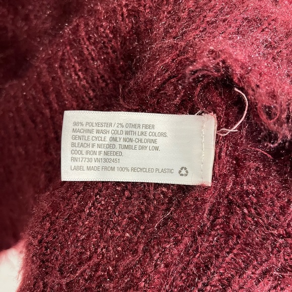 A New Day Maroon Balloon Sleeve Eyelash Sweater - Picture 6 of 6